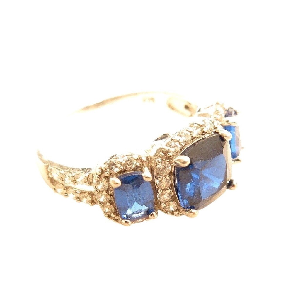 Blue Stone‎ Sterling Silver 3 Simulated Tanzanite Ring*Size 10.25